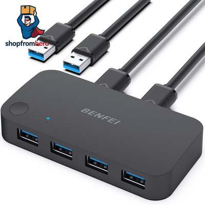 USB 3.0 Switch | 4-Porten USB-Geräteteilen | KVM-Switch mit Stromversorgung