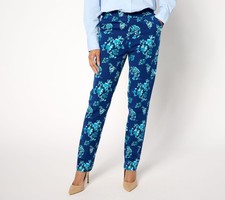 Isaac Mizrahi Live Women's Pants Sz 8 Straight Leg Printed Blue A655468