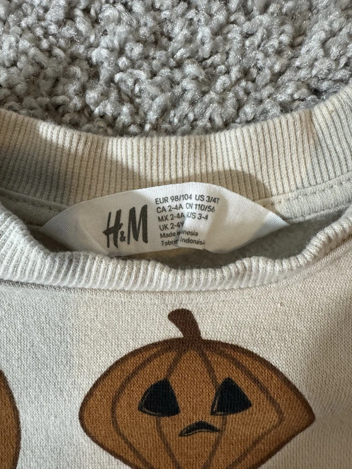 Sudadera H&M Niños Calabaza Halloween Niños Talla 3/4 Cuello Redondo Otoño Foto 3 de 4