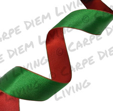 Kirkland Wire Edged Ribbon Green Red Satin Reversible 50 Yard Roll Bow Wrap 1.5"