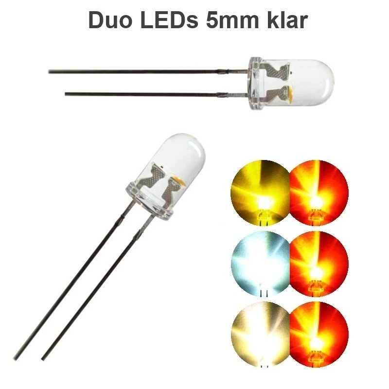 Duo LED 5mm bicolor LEDs 2-pin Lichtwechsel Beleuchtung Loks Triebwagen H0 G 1 0 - Bild 3 von 4