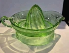 Vintage Hazel Atlas Criss Cross Depression Glass Reamer Juicer Glows UV Uranium