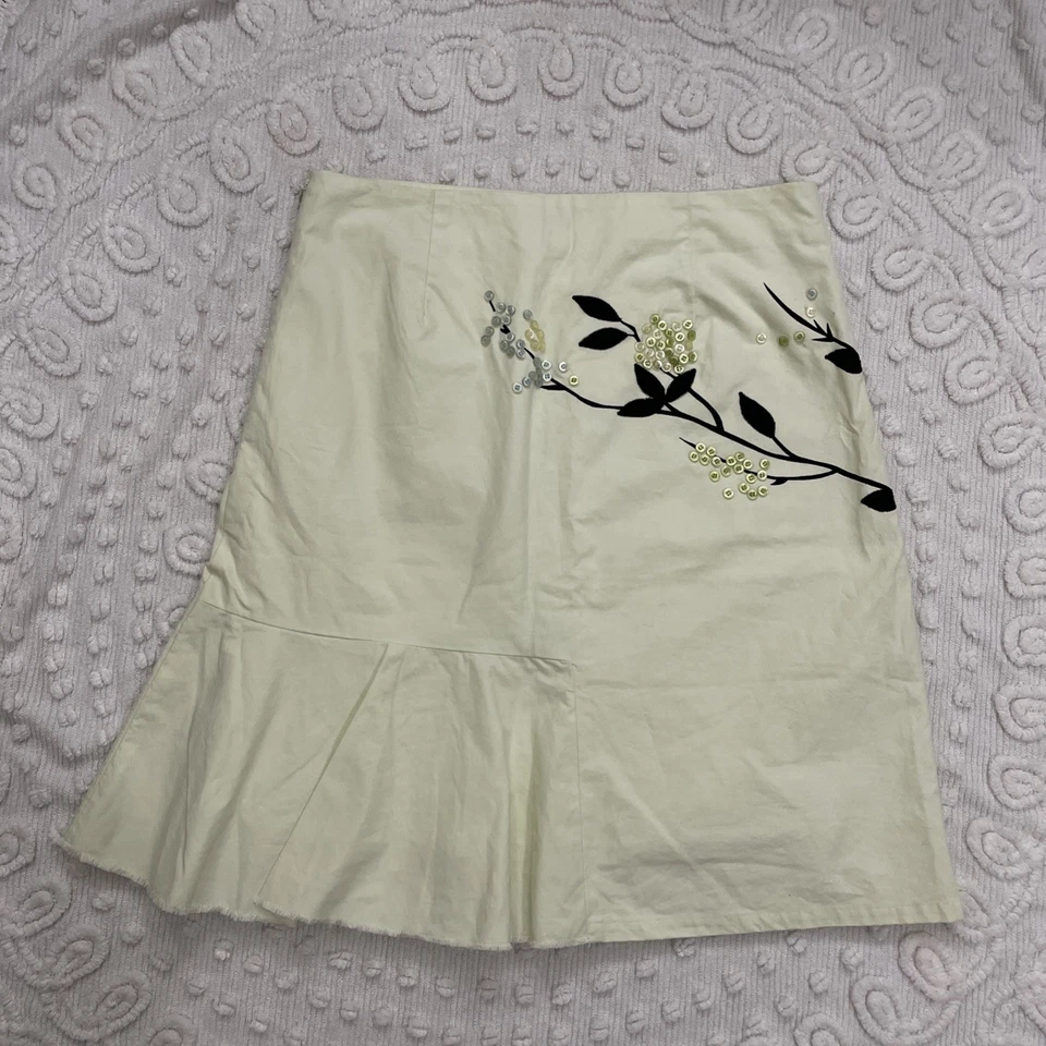 Falda Artística De Colección Odille Acampanada Y2K Talla 8 Caprichosa Botón Algodón Foto 2 de 4