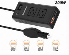 200W Car Power Inverter ,Peak 400W,12V to 110V 120v ,Dc to Ac Inverter,2AC 4USB