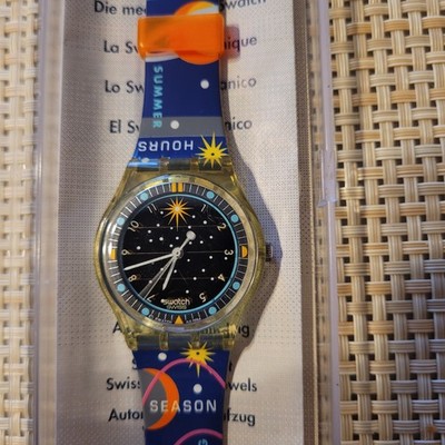 1990s 1994 Solar Swatch watch SRG100 'Planetarium' 34mm