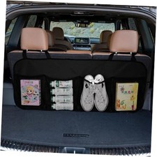 Car Trunk Organizer, Large Capacity Backseat Hanging Storage Bag with 4 Black