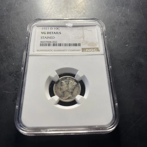 1921-D VG Details Silver Mercury Dime NGC Certified (item 34)
