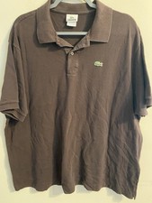 Men's Lacoste Brown Short Sleeve Polo Alligator Size 9 3XL 4XL