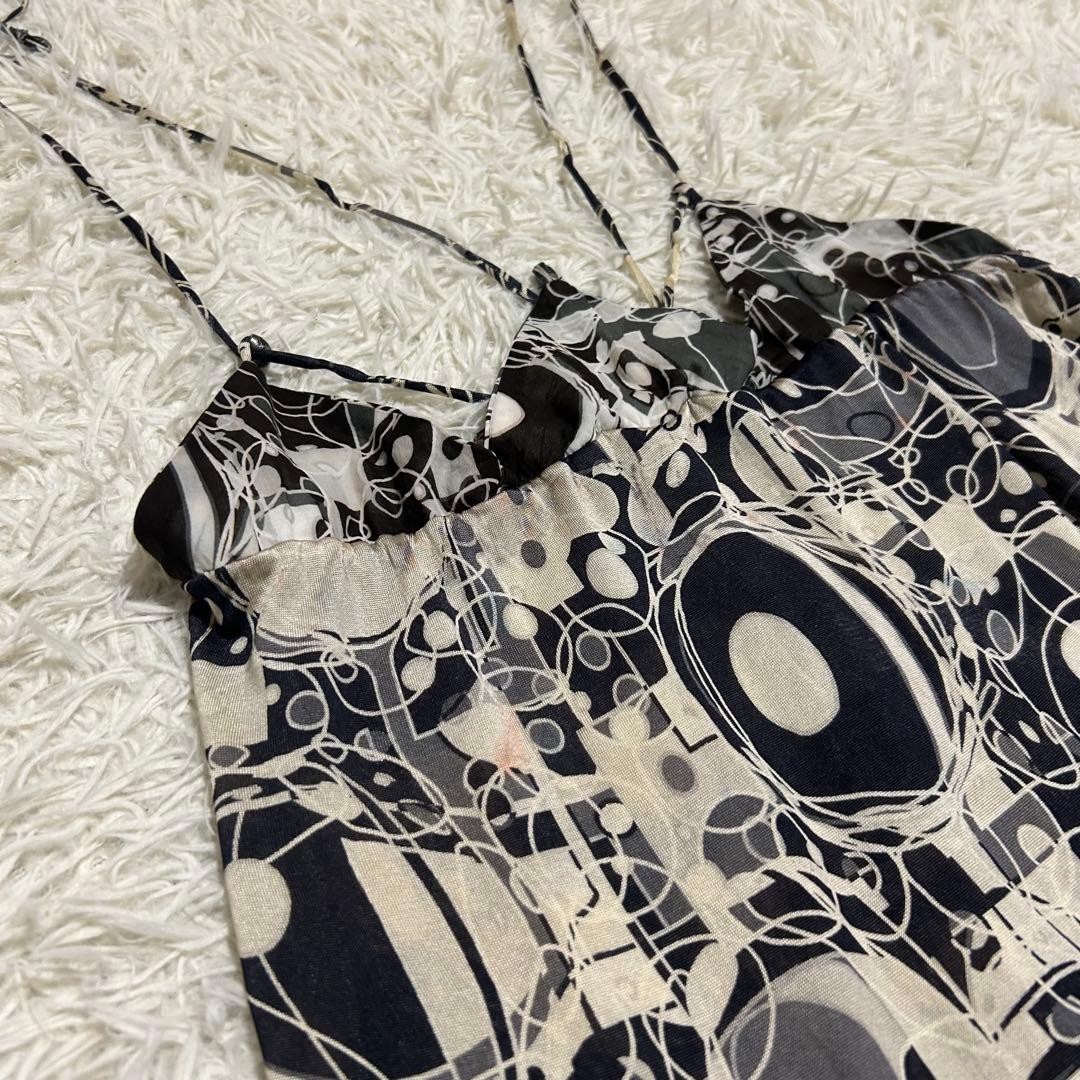 CHANEL 08P CC Logo Bubble Coco Silk Swim Dress Camisole Black White 36 S thumbnail 4