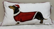 Isaac Mizrahi Christmas DACHSHUND Feather Christmas Large Rectangular Pillow NWT