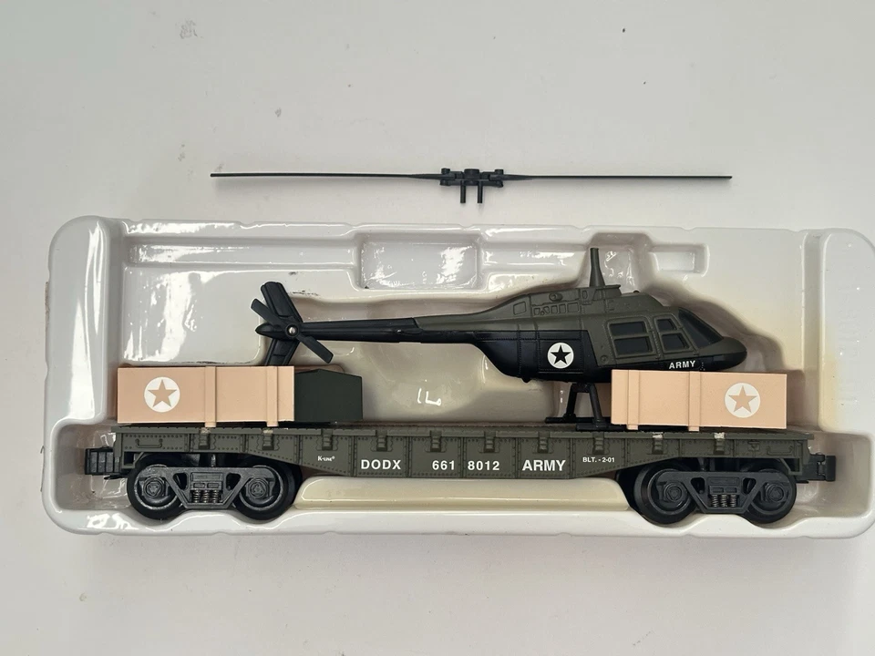 K-Line O K661-8012 ARMY Flat Car W/ Diecast Helicopter Figures Missing - Image 3 of 4