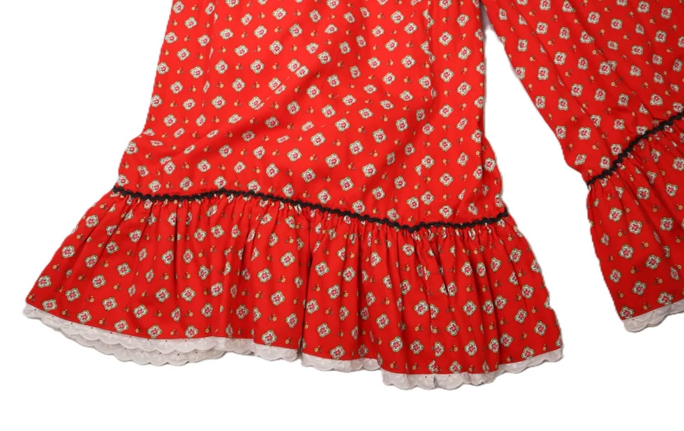 VTG 70s Women's 6 S M Wide Leg Long Baggy Gaucho Prairie Print Cottage Pants - Image 2 of 4