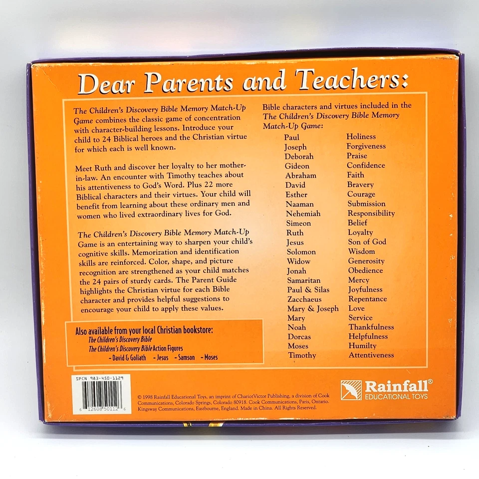 Noah Memory Match-Up Game Vintage 1998 By RAINFALL Educational Toys COMPLETE - Image 2 of 4