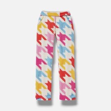 Kensie Girls Kids Ivory Houndstooth Print Sherpa Joggers Pants L