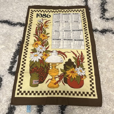 Vintage tea towel 1986 calendar 