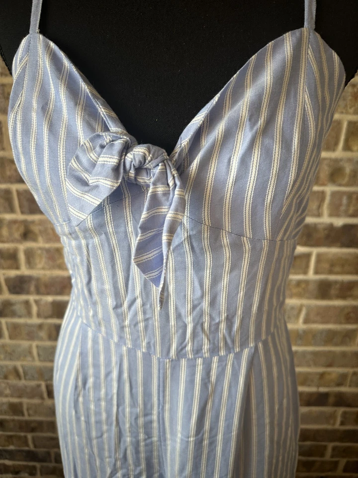 J. Mono para mujer Crew Tie Front 4 correas de espagueti a rayas azul blanco Foto 4 de 4