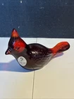 Fenton Vintage Ruby Red Glass Cardinal Bird Figurine Paperweight w/Sticker