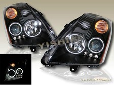 Fit For 2007-2009 Sentra Dual Ccfl Halo L.e.d. Black Projector Headlights New