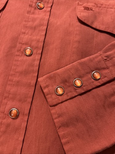 Camisa Resistor Doble RR Naranja Quemado Perla A Presión Doble Bolsillo Rodeo Manga Larga - Imagen 4 de 11