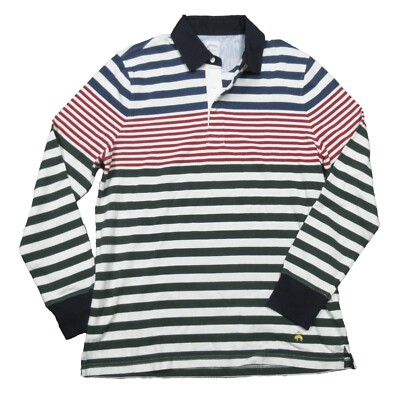 Brooks Brothers Men's Blue/Red/Green Multi Stripe Classic Fit Rugby Polo  Shirt