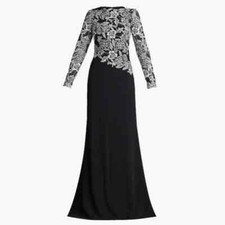 NWT, Tadashi Shoji Sequin Lace Long Sleeve Crepe Gown SIZE 6 LD47
