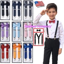 New Suspender and Bow Tie Sets for Boys Girls Kids Child Children -Ship from USA