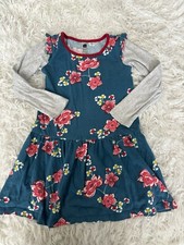 Tea Collection girls sz. 5 Blue floral gray sleeved classic dress. Adorable