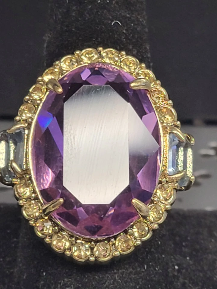 HEIDI DAUS Alta Moda Dramatic Stone Ring Sz 10 Purple - Image 2 of 3