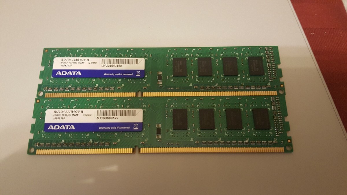 ADATA 2GB (2x 1GB Stick) PC3-10600 DDR3-1333 UDIMM Memory