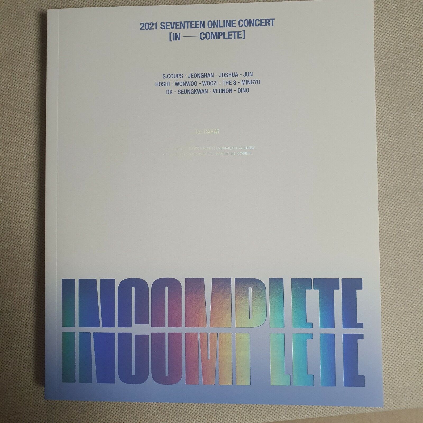 SEVENTEEN Incomplete Concert DVD/3CD+Photo Book+Mini Poster+polaroid+ticket