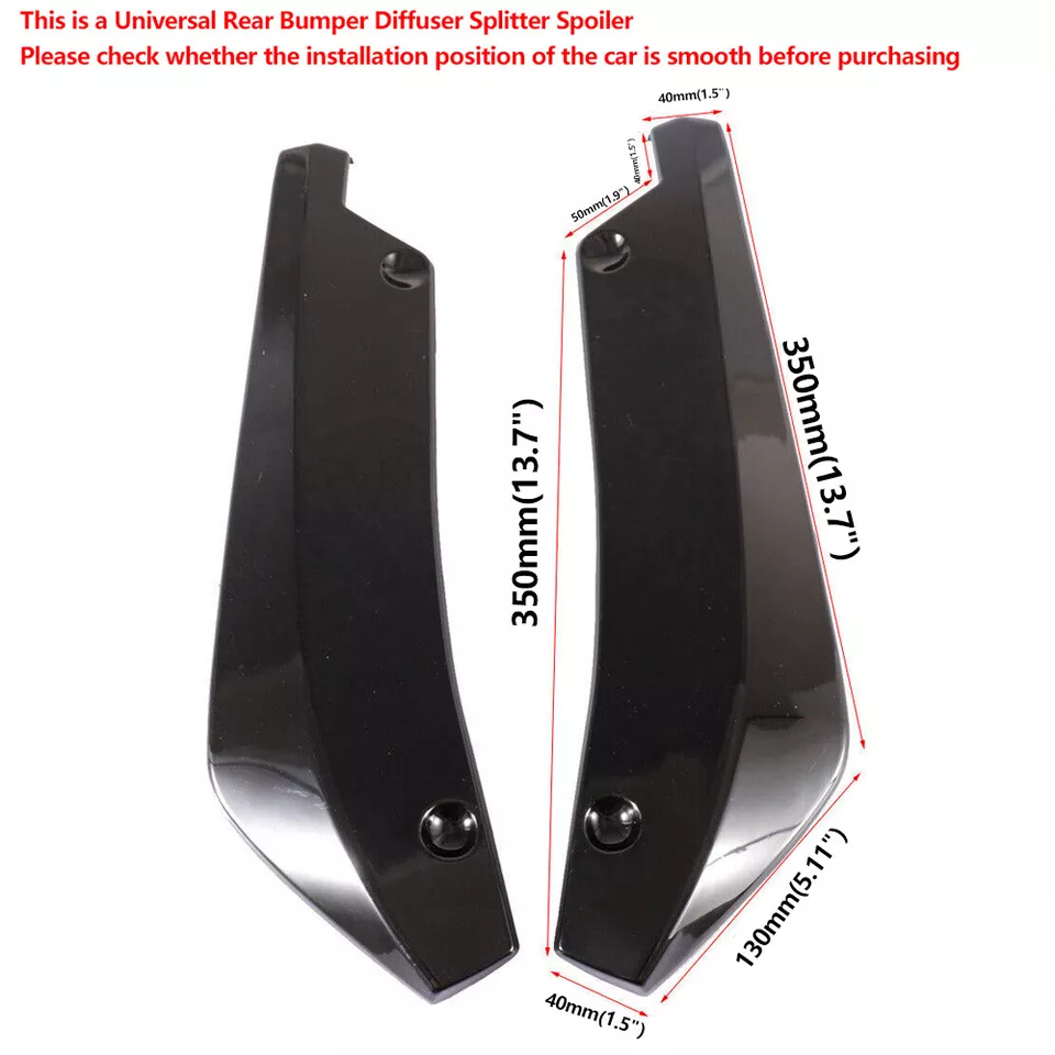 For Mazda 2 3 6 UNIVERSAL Rear Bumper Lip Spoiler Splitter Diffuser Glossy Black - Image 2 of 4