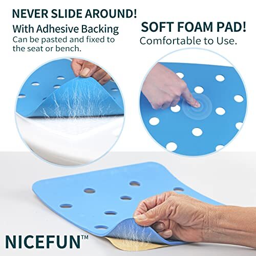 Shower Chair Pad Cover Bath Seat, Padded Shower Bench Seat Mat 15 x 12