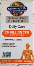 GARDEN OF LIFE DAILY CARE 25 BILLION CFU 14 PROBIOTIC STRAINS 30 CAPSULES 06/26+