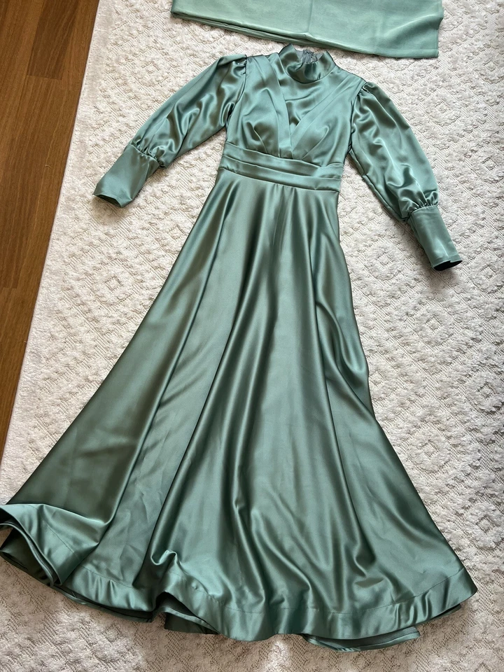 Ballkleid Abendkleid XS 32 34 Verlobung Satin Boho Nisanlik Abiye Tesettür Hijab - Bild 3 von 4