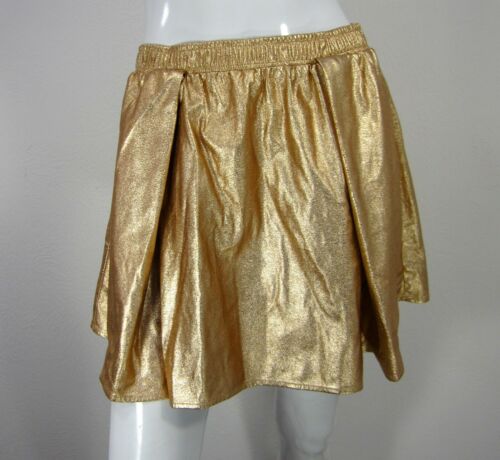 BCBGeneration Rose Gold Metallic A-Line Skirt Elastic Waist Size S Small
