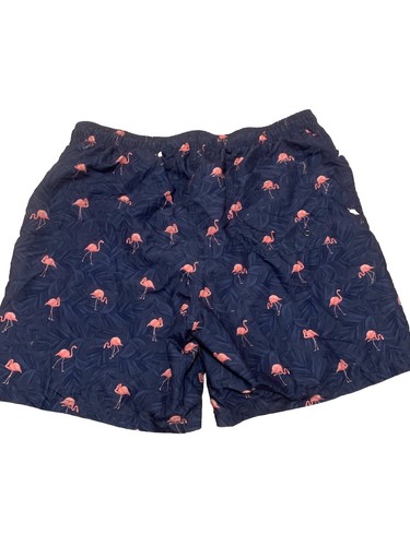 Costume da bagno uomo SHEIN blu navy con fenicotteri rosa foderato con tasche XXL - Foto 2 di 4