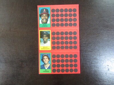 1981 Topps Scratch Off 3 Card Panel Rod Carew Willie Randolph Ed Farmer  Angels