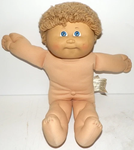 Vintage 1978 1982 Cabbage Patch Kids Doll Blonde Curly Hair Blue Eyes w/ Clothes