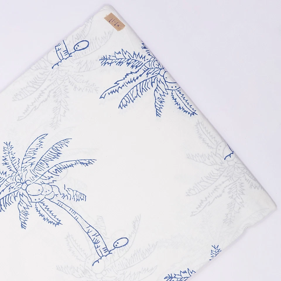 5 Yard Fabric Cotton Dress Material Sanganeri Palm Tree Print Hand Block - Image 2 of 4