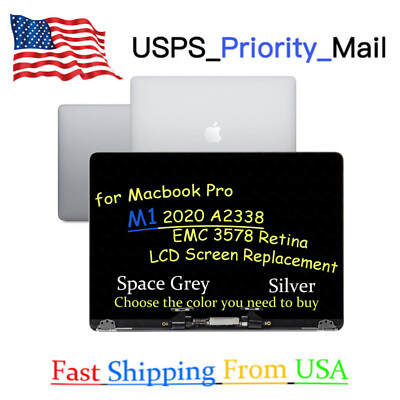 for MacBook Pro M1 2020 A2338 EMC 3578 LCD Screen Display Assembly Silver Gray