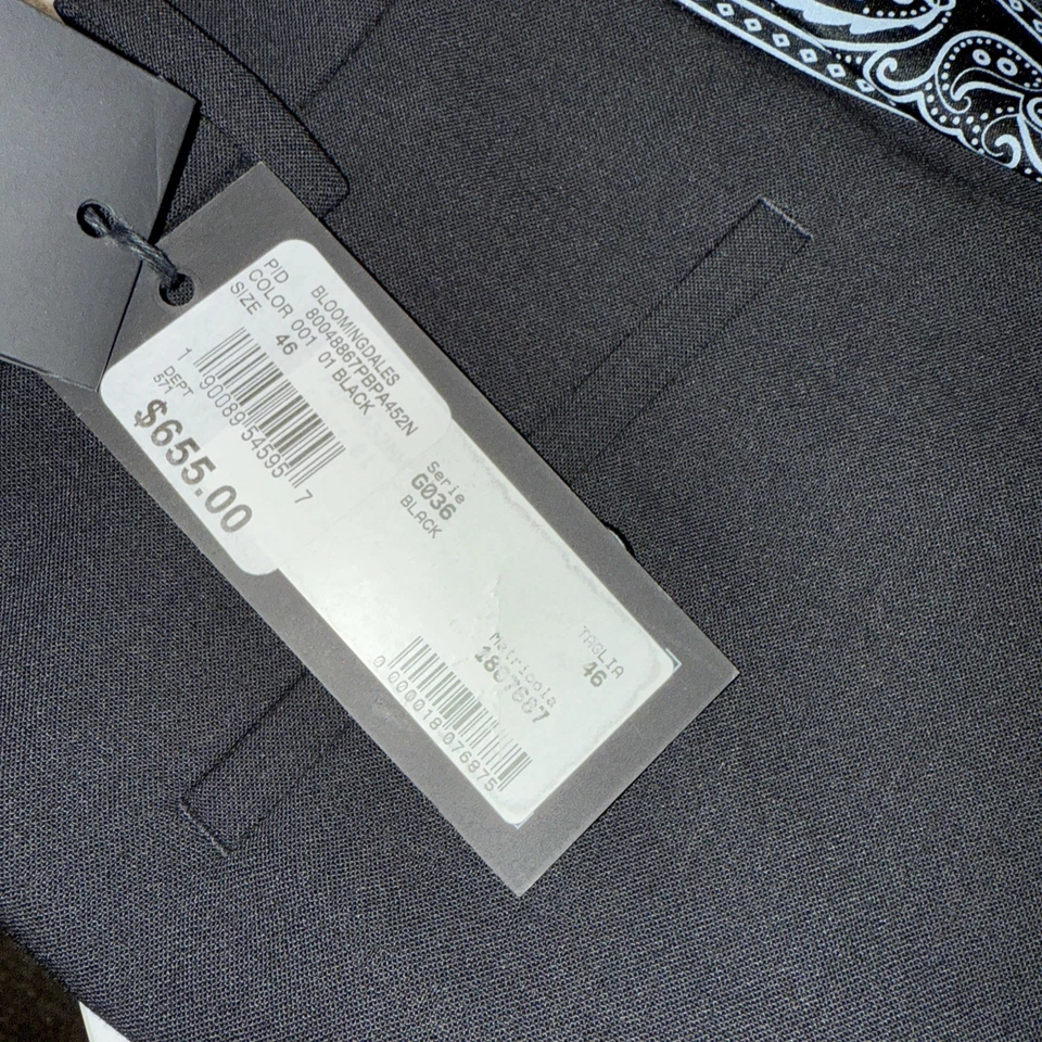 Neil Barrett 羊毛佩斯利条纹黑色慢跑裤男式 46 码全新 655 美元 — 第 2/4 张图片