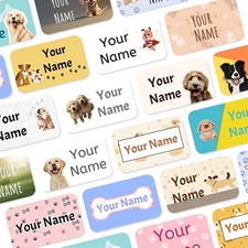 Mini Dog Stick on Clothes Labels,  School Name tags, waterproof stickers