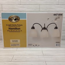 Hampton Bay Hamilton 3-Light Oil Rubbed Bronze Vanity Light Frosted Glass Shades