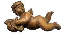 Large VTG Cherub Harp Musical Wall Hanging Plaques Universal Statuary Corp