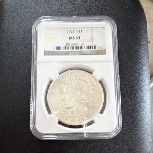 1923 Peace Dollar ANACS MS 63 Silver Uncirculated Business Strike Philadelphia
