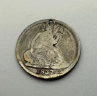 1837 Seated Liberty Half Dime - No Stars Details/Holed FULL LIBERTY