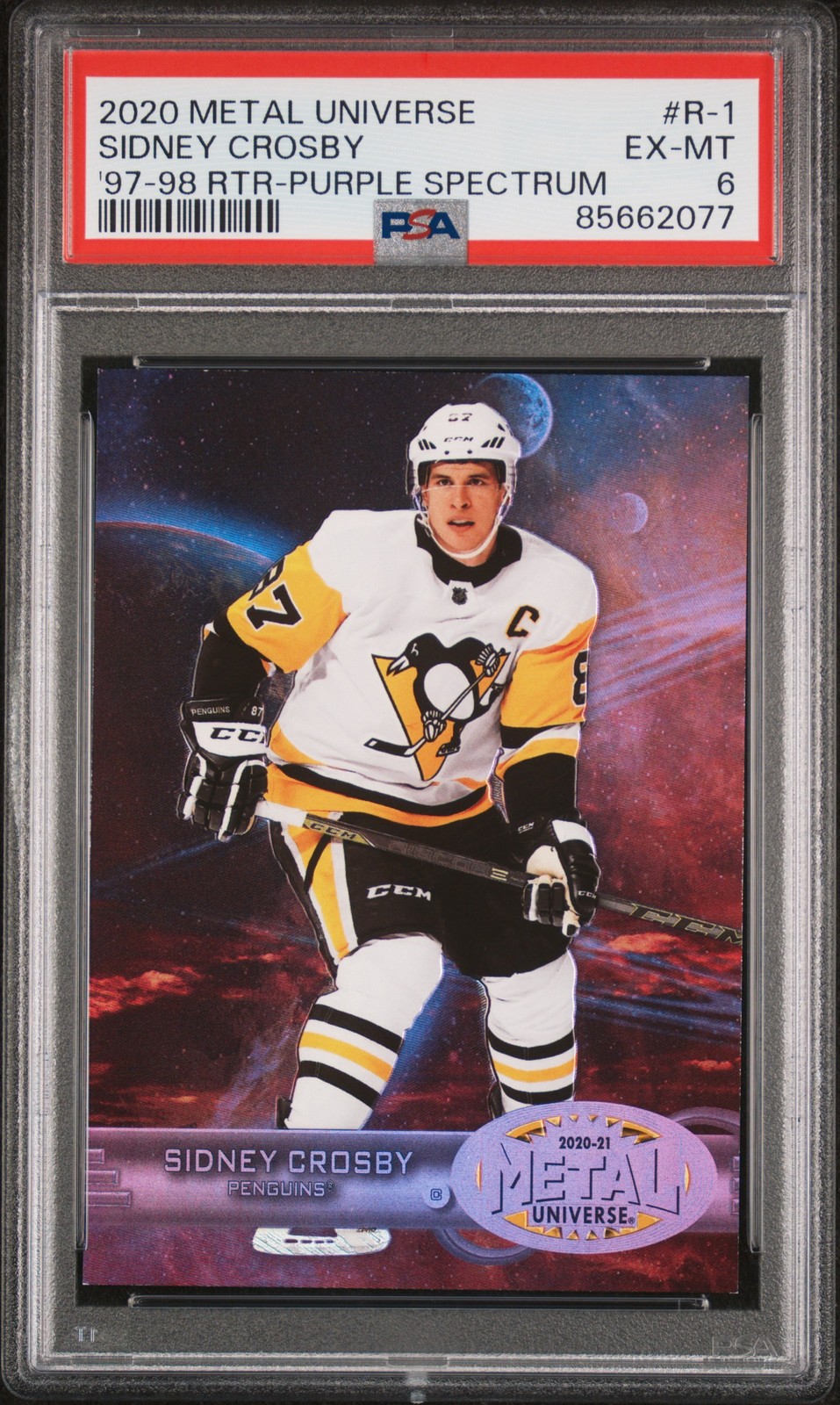 2020 SKYBOX METAL UNIVERSE '97-98 RETRO PURPLE SPECTRUM SIDNEY CROSBY /199 PSA 6
