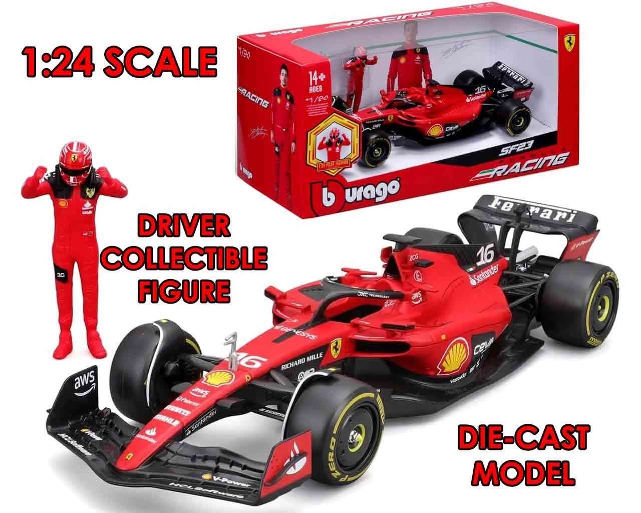 Bburago - Ferrari F1 Sf-23 - #16 - with figure Charles Leclerc - Die-Cast 1:24