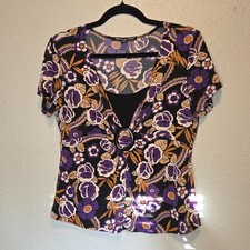 Vintage Y2K Briggs New York Floral O-Ring Top Petite Medium Made in USA