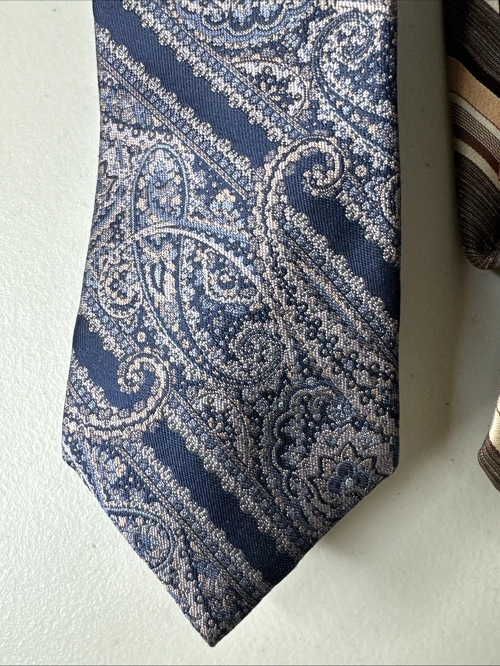 LOTE de 3 corbatas para hombre Don Loper vintage a rayas geométricas remolinos rayas occidentales Foto 2 de 4